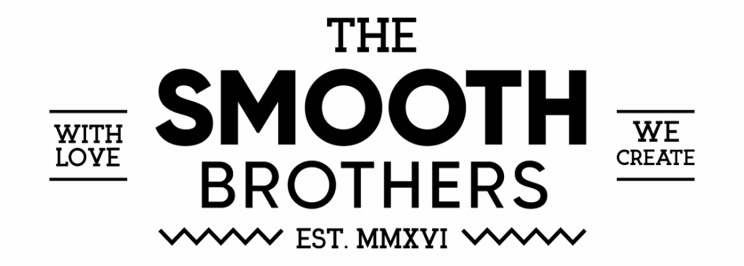 Logo van Smooth brothers. met teksten ernaast: with love, we create