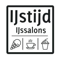 Logo van IJstijd - iconen van ijs koffie en smoothie met de tekst IJstijd Ijssalons
